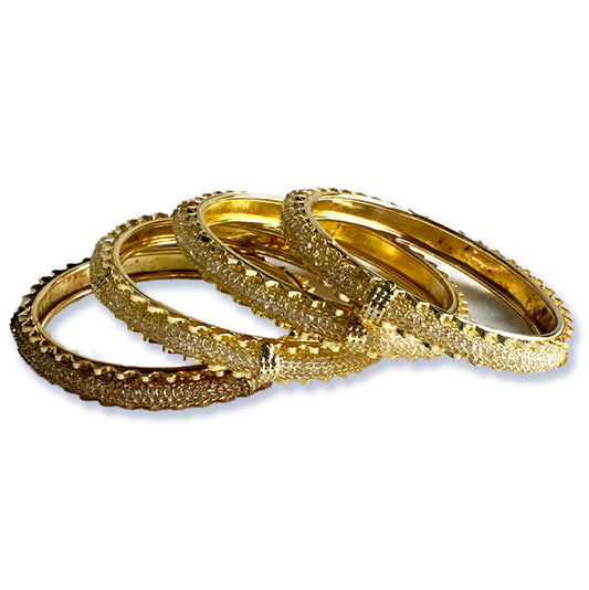 Gold Plated White Crystals Stones Bracelet Bangle Set Jewelry for Women & Girls