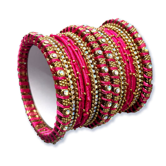 Peora Silk Thread Kundan Studded Bangle Chuda Chura Set Jewellery for Women Girls
