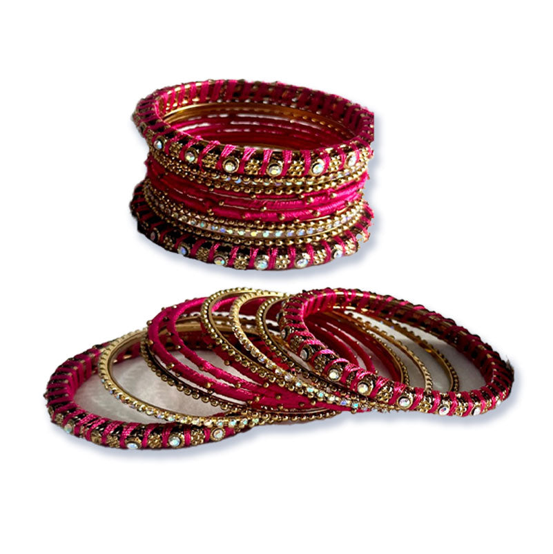 Peora Silk Thread Kundan Studded Bangle Chuda Chura Set Jewellery for Women Girls